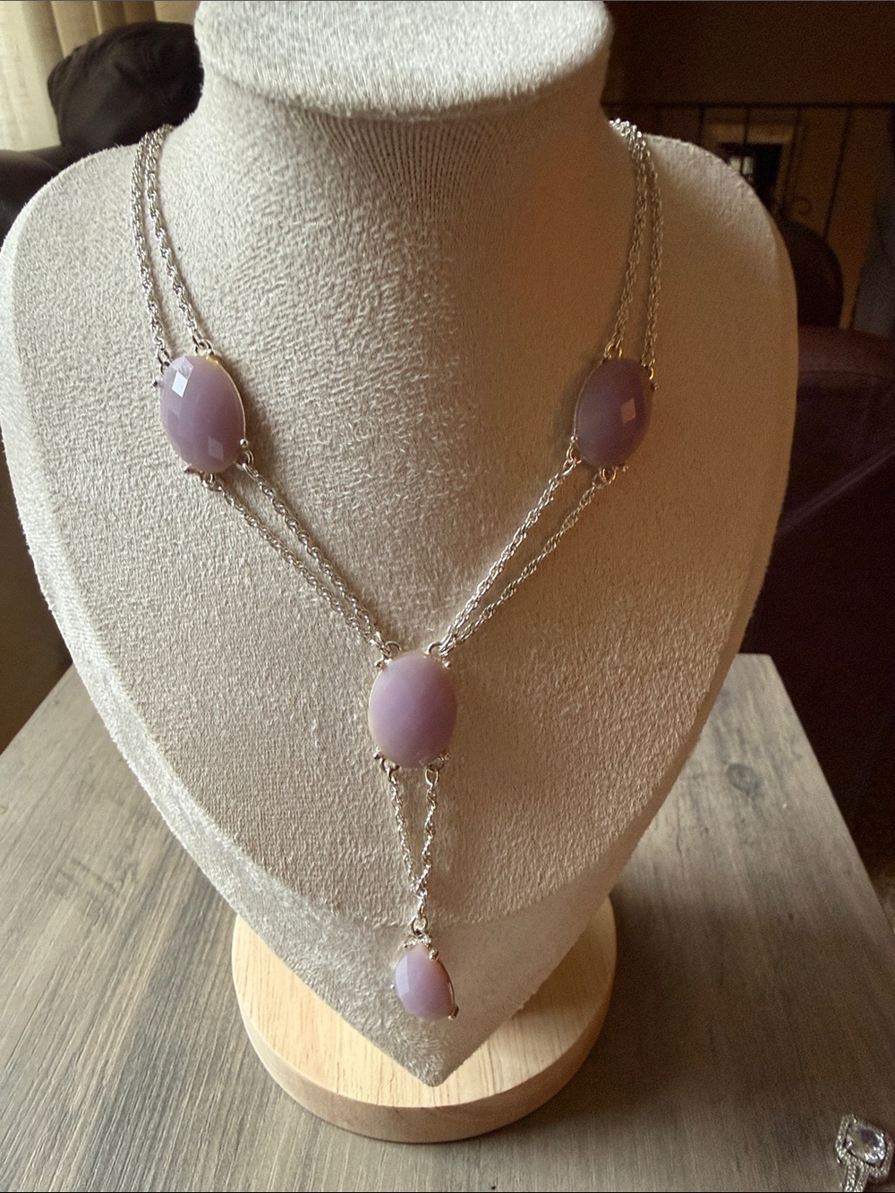 Avon Silver-Tone Necklace with Lavender Gemstones